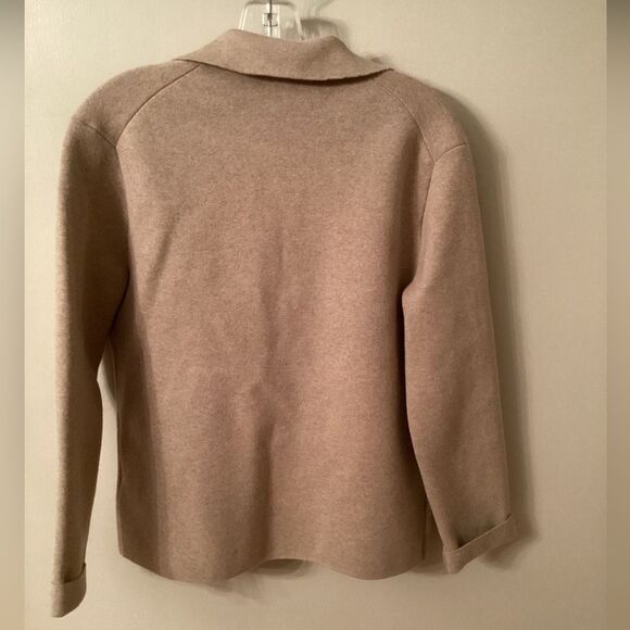 J. CREW SIZE MEDIUM TAN CAMILLE  SWEATER BLAZER WOOL AW687 - Picture 3 of 8